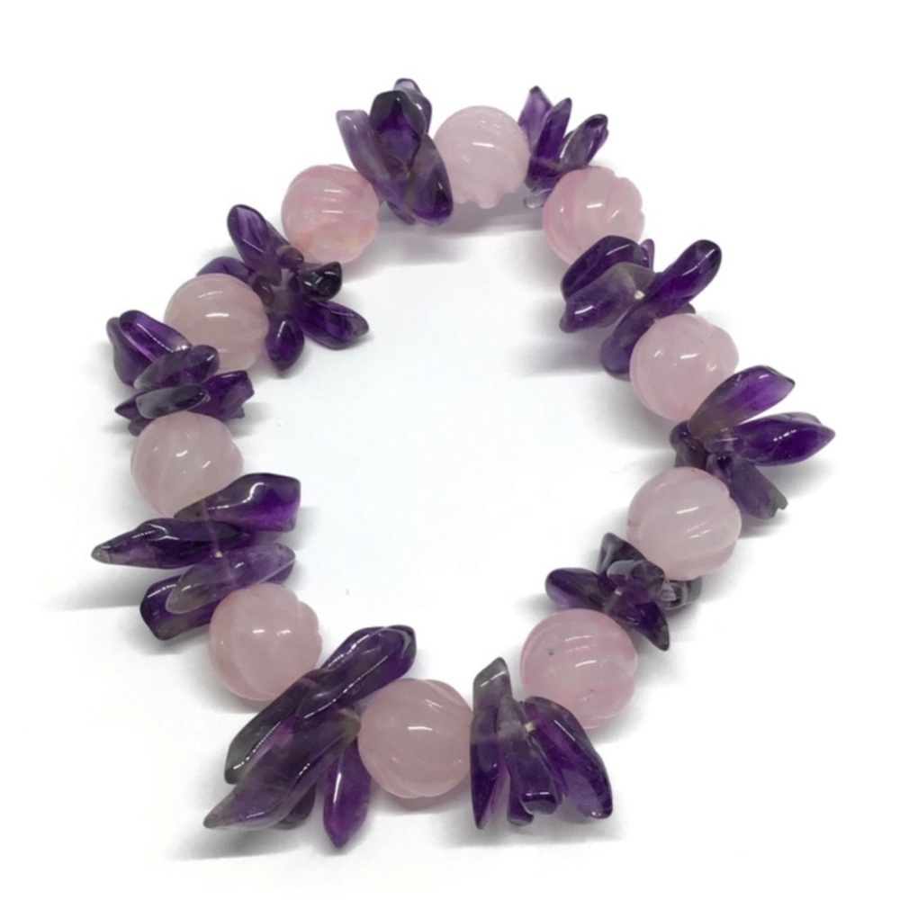 Pink quartz‎ and amethyst bracelet